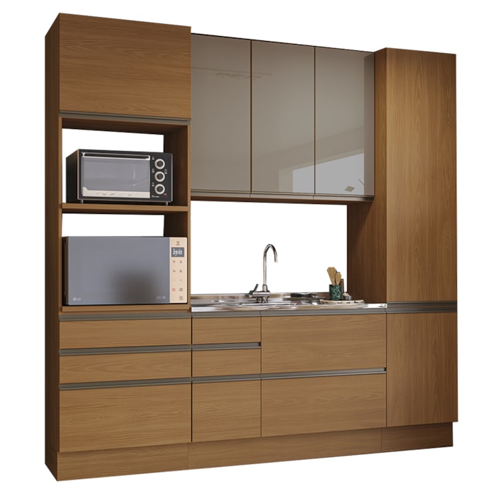 Cozinha Modulada 4 Pecas 240 cm MDP Maxxi Canela Kappesberg