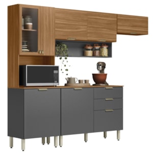 Cozinha Modulada 4 Pecas 250 cm MDP Alba Amendola Grafito Prime Demobile