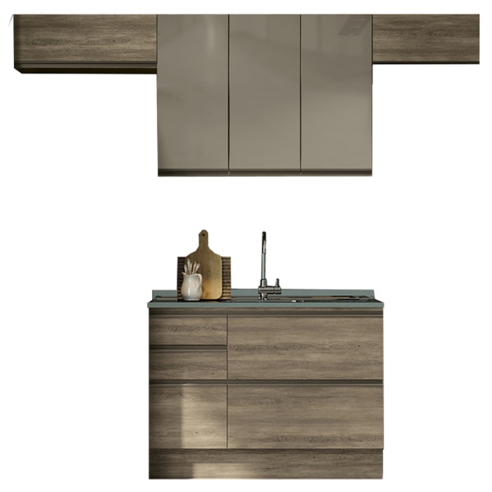 Cozinha Modulada 4 Pecas 260 cm MDP Maxxi Nogal Kappesberg