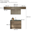 Cozinha Modulada 4 Pecas 260 cm MDP Maxxi Nogal Kappesberg