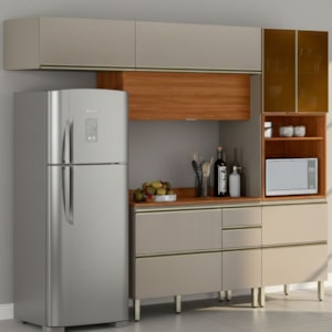 Cozinha Modulada 4 Pecas 270 cm MDF DP2703 Nogueira Nude Prime Demartez