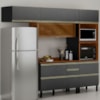Cozinha Modulada 4 Pecas 270 cm Vidro DP2704 Nogueira Carbono Prime Demartez