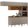 Cozinha Modulada 4 Pecas 270 cm Vidro DP2704 Nogueira Nude Prime Demartez