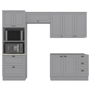 Cozinha Modulada 4 Pecas 272 cm CE373 Americana Cinza Calcare Henn
