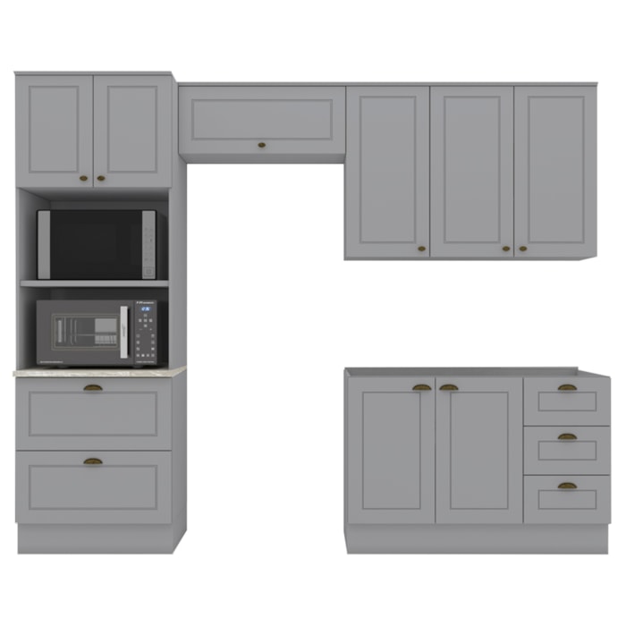 Cozinha Modulada 4 Pecas 272 cm CE373 Americana Cinza Calcare Henn