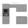 Cozinha Modulada 4 Pecas 272 cm CE373 Americana Cinza Calcare Henn