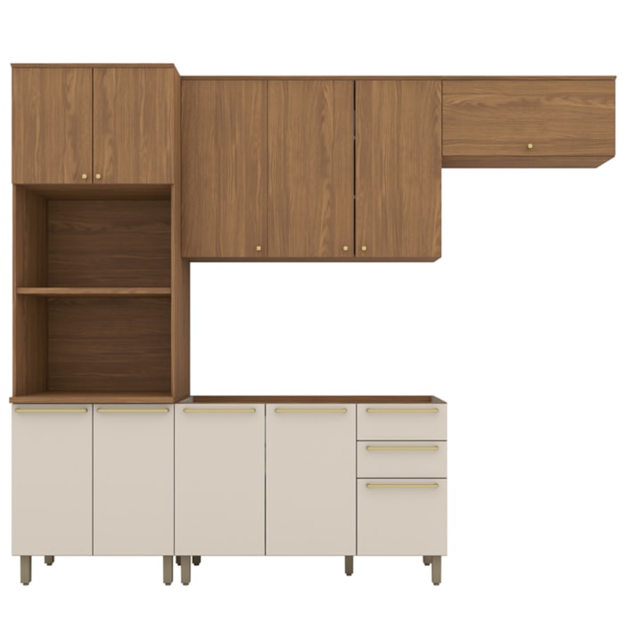 Cozinha Modulada 4 Pecas 272 cm Requinte Nature Nature Areia Henn