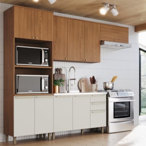 Cozinha Modulada 4 Pecas 272 cm Requinte Nature Nature Areia Henn