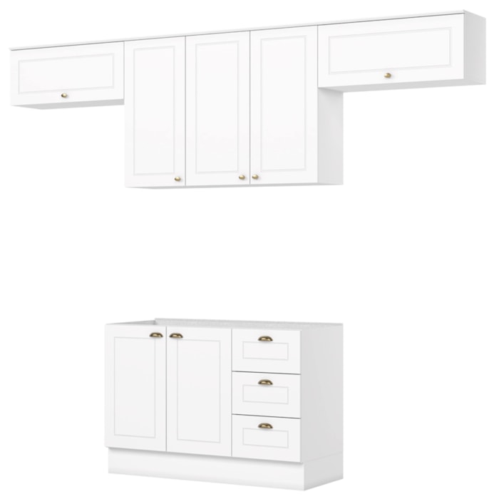Cozinha Modulada 4 Pecas 280 cm CE757 Americana Branco Henn