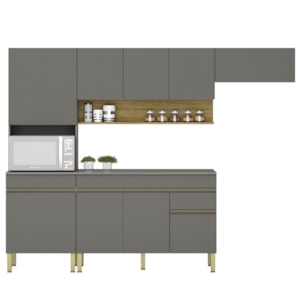 Cozinha Modulada 4 Pecas Balcao Com Tampo Line Gris Cp Freijo KTP