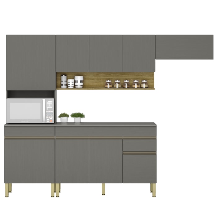 Cozinha Modulada 4 Pecas Balcao Com Tampo Line Gris Cp Freijo KTP