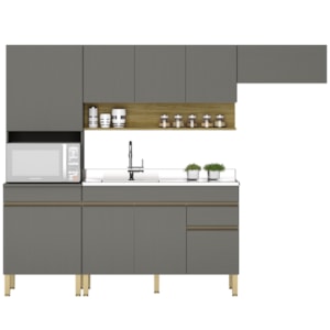 Cozinha Modulada 4 Pecas Balcao Pia Line Gris Cp Freijo KTP