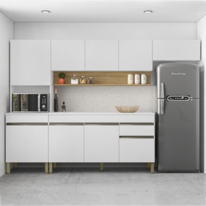 Cozinha Modulada 4 Pecas Com Balcao Tampo Line Supremo Cp Freijo KTP