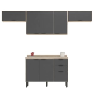 Cozinha Modulada 4 Peças FRCZ3 Avena Grafito Demobile Cozinha Modulada 4 Peças FRCZ3 Avena Grafito Demobile