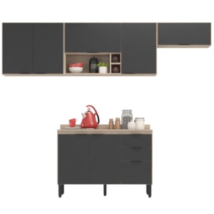 Cozinha Modulada 4 Peças FRCZ4 Avena Grafito Demobile Cozinha Modulada 4 Peças FRCZ4 Avena Grafito Demobile