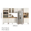 Cozinha Modulada 5 Peças 17011 Freijo Off White Cristal Nicioli