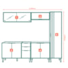 Cozinha Modulada 5 Pecas 249 cm MDP GLOR Branco Neve MXM