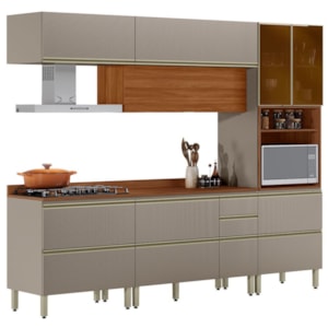 Cozinha Modulada 5 Pecas 270 cm MDF DP2705 Nogueira Nude Prime Demartez