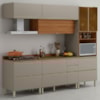 Cozinha Modulada 5 Pecas 270 cm MDF DP2705 Nogueira Nude Prime Demartez