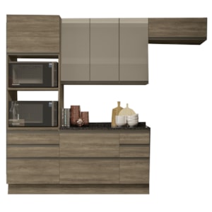 Cozinha Modulada 5 Pecas 270 cm MDP Maxxi Nogal Preto Kappesberg