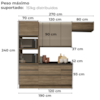 Cozinha Modulada 5 Pecas 270 cm MDP Maxxi Nogal Preto Kappesberg