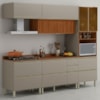 Cozinha Modulada 5 Pecas 270 cm Ripado DP2705 Nogueira Nude Prime Demartez