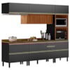 Cozinha Modulada 5 Pecas 270 cm Ripado DP2706 Nogueira Carbono Prime Demartez