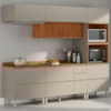 Cozinha Modulada 5 Pecas 270 cm Ripado DP2706 Nogueira Nude Prime Demartez