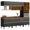 Cozinha Modulada 5 Pecas 270 cm Vidro DP2705 Nogueira Carbono Prime Demartez