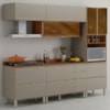 Cozinha Modulada 5 Pecas 270 cm Vidro DP2705 Nogueira Nude Prime Demartez