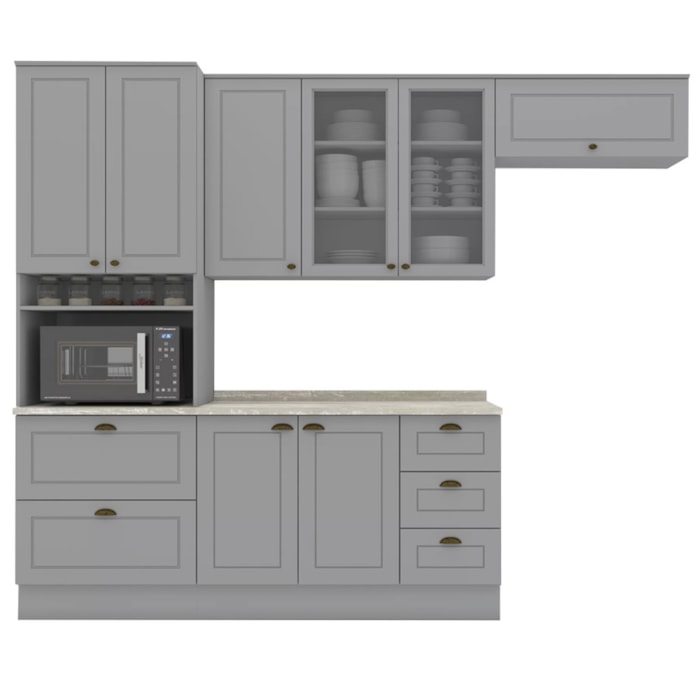 Cozinha Modulada 5 Pecas 272 cm CE171 Americana Cinza Calcare Henn