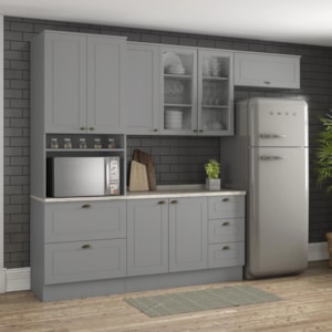 Cozinha Modulada 5 Pecas 272 cm CE171 Americana Cinza Calcare Henn