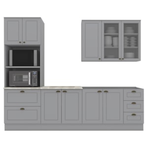 Cozinha Modulada 5 Pecas 272 cm CE377 Americana Cinza Calcare Henn