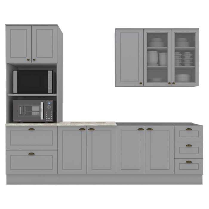 Cozinha Modulada 5 Pecas 272 cm CE377 Americana Cinza Calcare Henn
