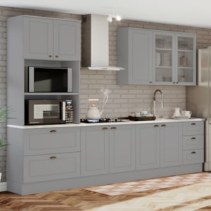 Cozinha Modulada 5 Pecas 272 cm CE377 Americana Cinza Calcare Henn