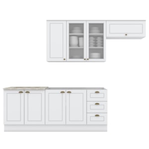 Cozinha Modulada 5 Pecas 280 cm CE379 Americana Branco Calcare Henn
