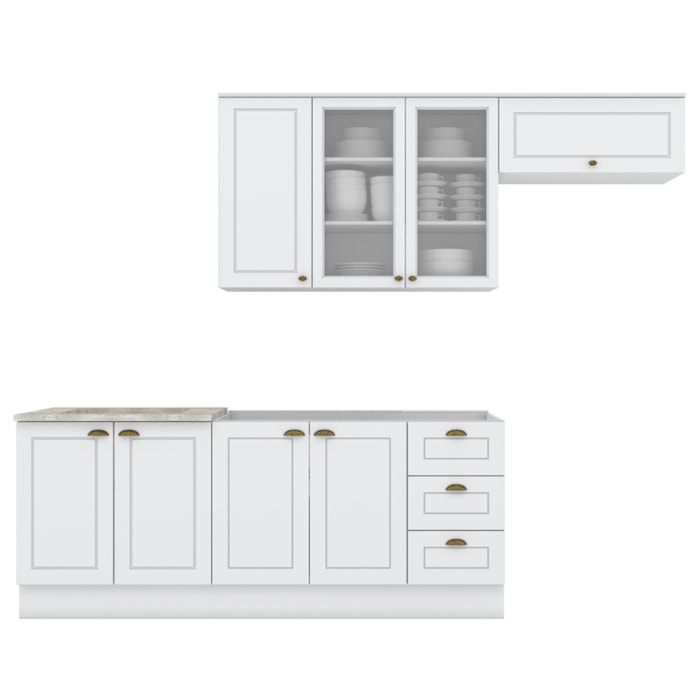 Cozinha Modulada 5 Pecas 280 cm CE379 Americana Branco Calcare Henn