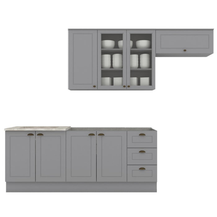 Cozinha Modulada 5 Pecas 280 cm CE379 Americana Cinza Calcare Henn