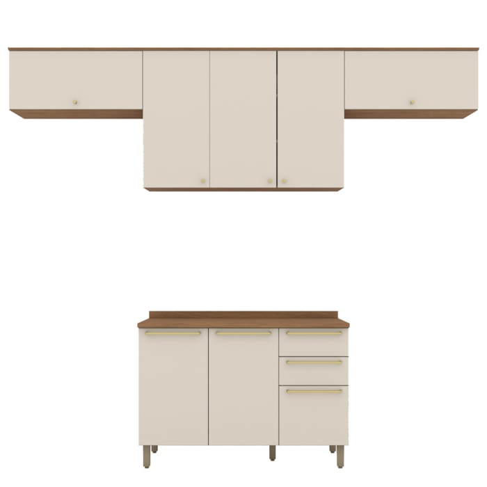 Cozinha Modulada 5 Pecas 280 cm Requinte Nature Areia Henn