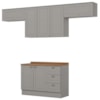 Cozinha Modulada 5 Pecas 280cm Americana Cinza Nature Henn