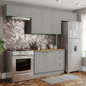 Cozinha Modulada 5 Pecas 280cm Americana Cinza Nature Henn