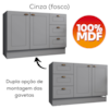 Cozinha Modulada 5 Pecas 280cm Americana Cinza Nature Henn