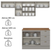 Cozinha Modulada 5 Pecas 280cm Americana Cinza Nature Henn