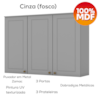 Cozinha Modulada 5 Pecas 280cm Americana Cinza Nature Henn
