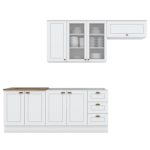 Cozinha Modulada 5 Pecas 280cm CE379 Americana Branco Nature Henn