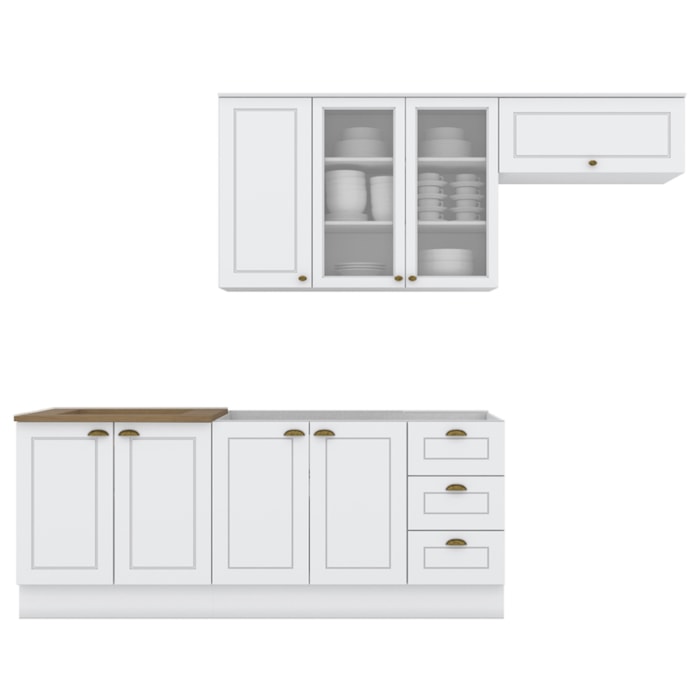 Cozinha Modulada 5 Pecas 280cm CE379 Americana Branco Nature Henn