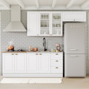 Cozinha Modulada 5 Pecas 280cm CE379 Americana Branco Nature Henn