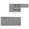 Cozinha Modulada 5 Pecas 280cm CE379 Americana Cinza Nature Henn