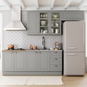 Cozinha Modulada 5 Pecas 280cm CE379 Americana Cinza Nature Henn