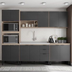 Cozinha Modulada 5 Peças FRCZ1 Avena Grafito Demobile Cozinha Modulada 5 Peças FRCZ1 Avena Grafito Demobile